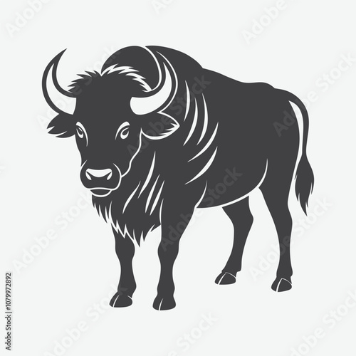 Buffalo Silhouette Vector Isolated on White Background Perfect for Design Projects and Illustrations