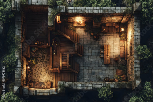 Illustration Medieval Castle Interior Tavern Scene