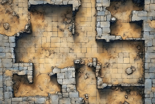 Illustration - Desert Ruins Top View Background
