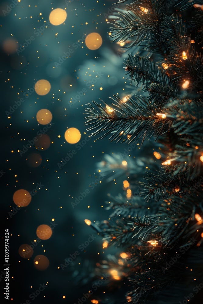 Abstract blurred bokeh lights on dark green background - festive Christmas and new year holiday template with glittering defocused stars and sparkling effects Abstract blurred bokeh lights on dark green background - festive Christmas and new year holiday template with glittering defocused stars and sparkling effects