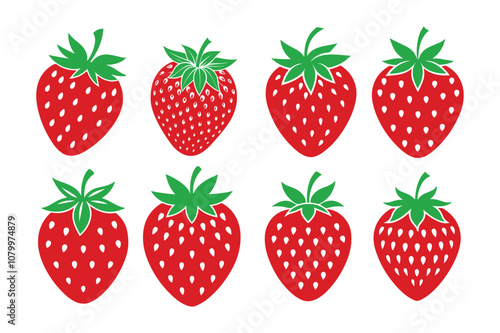 Strawberry silhouette vector bundle illustration, Strawberry silhouette