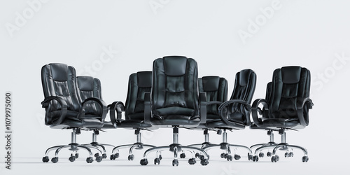 3d render of mulitple office leather chair for profession and power concept photo