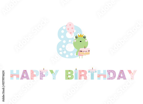 birthday candles, happy birthday, illustration with animals, gifts, cake