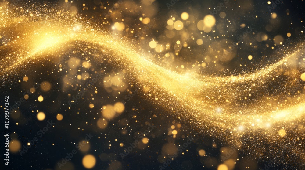Glimmering golden wind with radiant stars and magical dust, festive and whimsical Glimmering golden wind with radiant stars and magical dust, festive and whimsical