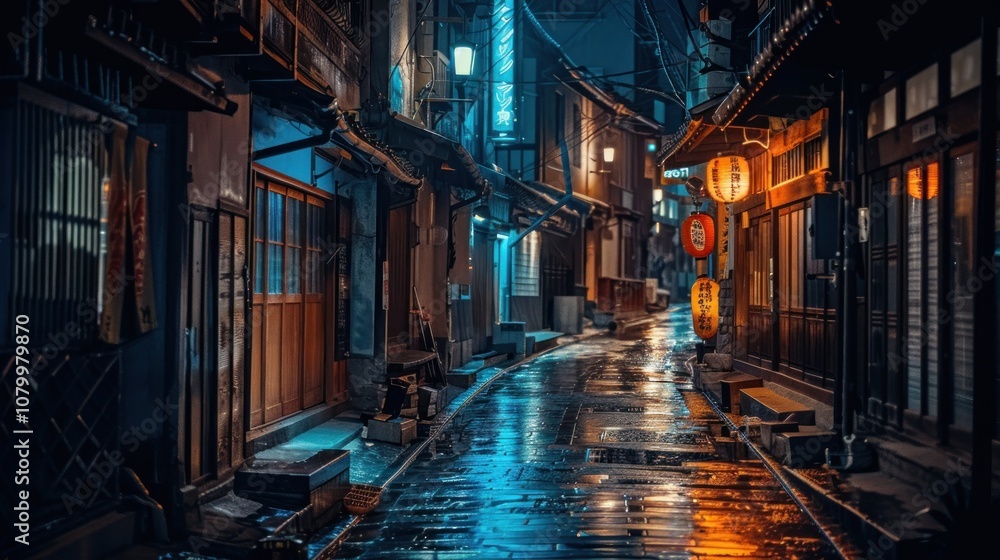 Fototapeta premium Nighttime Streetscape in Japan