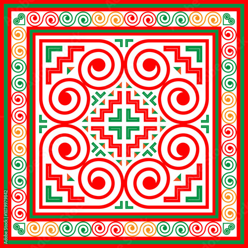 Spiral pattern, Hmong ethnic pattern Spiral pattern is the original pattern of Hmong clothing. It is used in designing clothes, shoes, bags, etc.