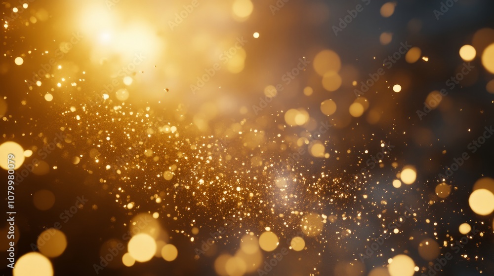 Golden particles floating in the air, shimmering with light as they drift Golden particles floating in the air, shimmering with light as they drift