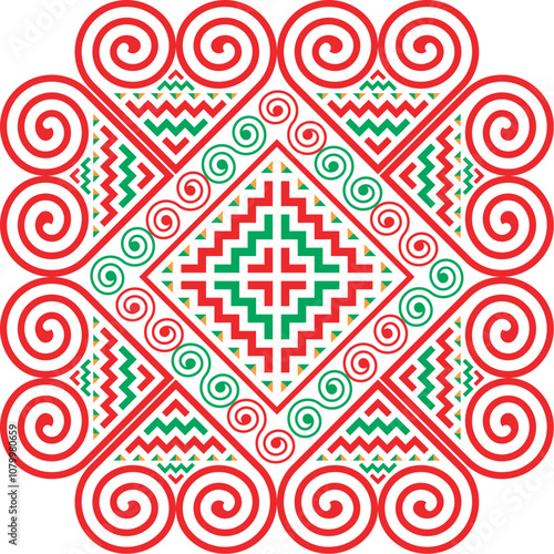 Spiral pattern, Hmong ethnic pattern Spiral pattern is the original pattern of Hmong clothing. It is used in designing clothes, shoes, bags, etc.