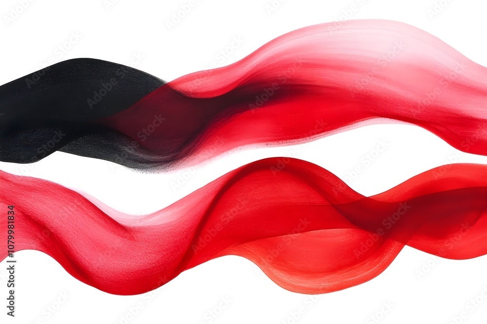 Naklejka premium A red and black wave, with the red being the dominant color