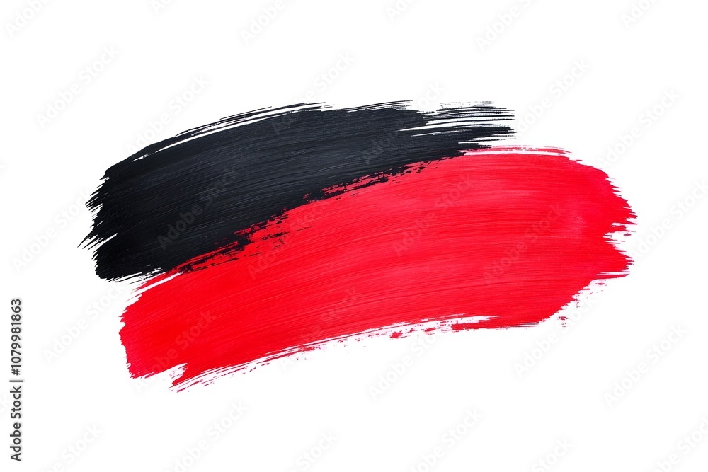 A red and black brush stroke on a white background A red and black brush stroke on a white background