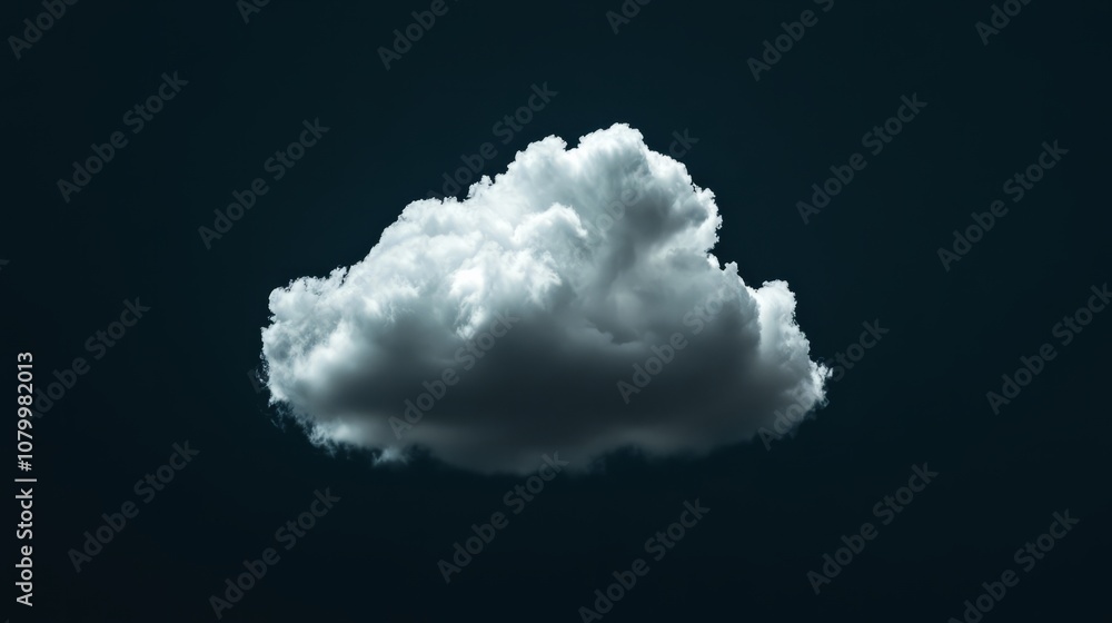 Naklejka premium Isolated, softly glowing white cloud hovering against a black background, highly detailed and textured