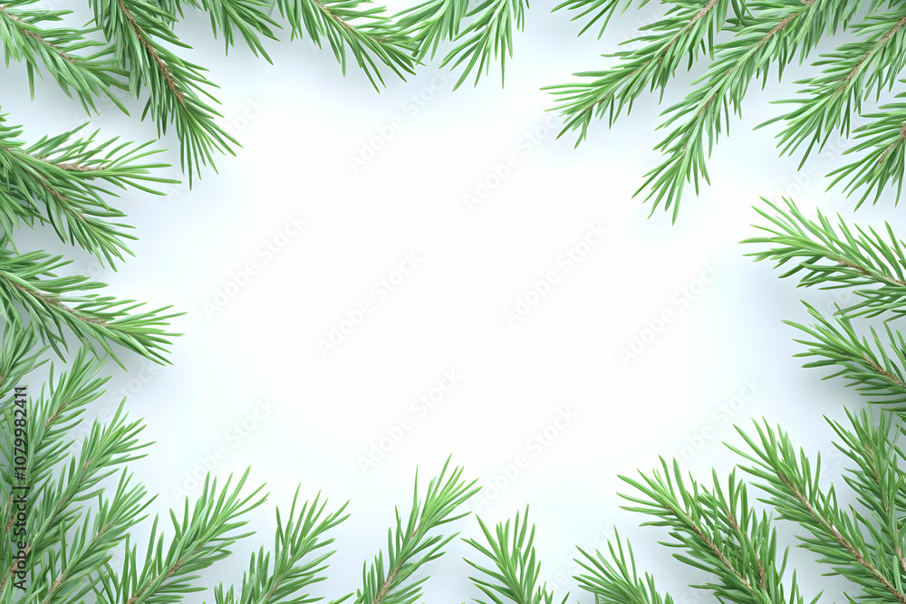 Photo Background Christmas Pine Branches Frame White Backdrop Photo Background Christmas Pine Branches Frame White Backdrop
