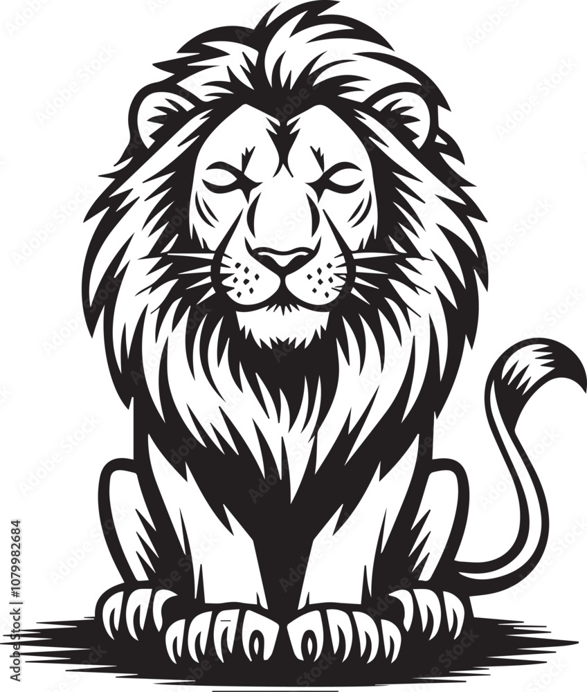 PrintBLACK AND WHITE LION VECTOR PrintBLACK AND WHITE LION VECTOR
