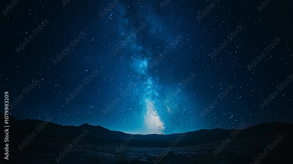 Night Sky with Milky Way over Silhouetted Mountains Night Sky with Milky Way over Silhouetted Mountains