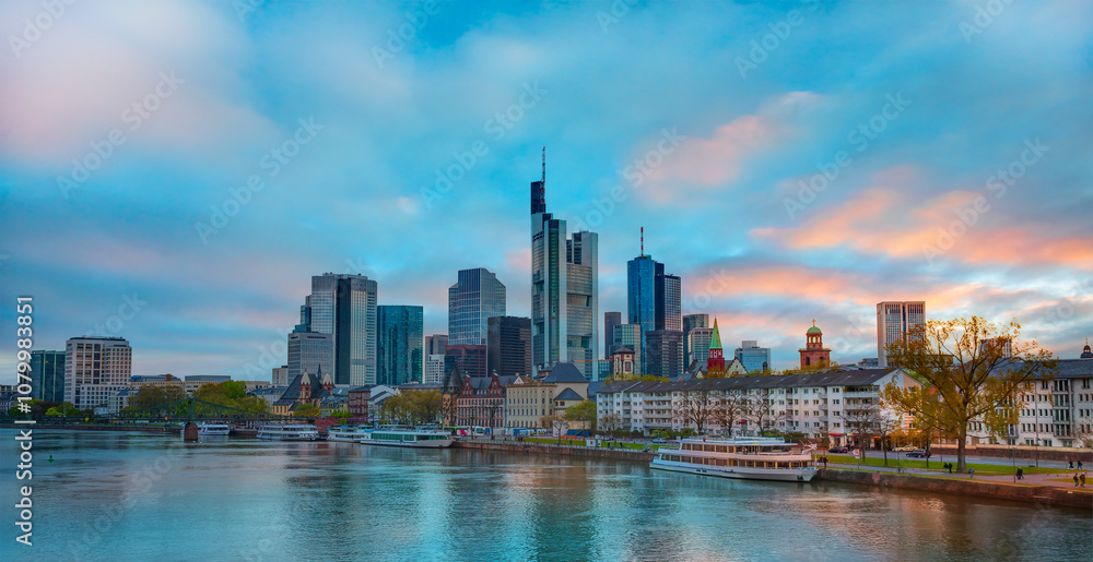 Fototapeta premium Skyline of Frankfurt am Main, Germany, the financial center of the country.