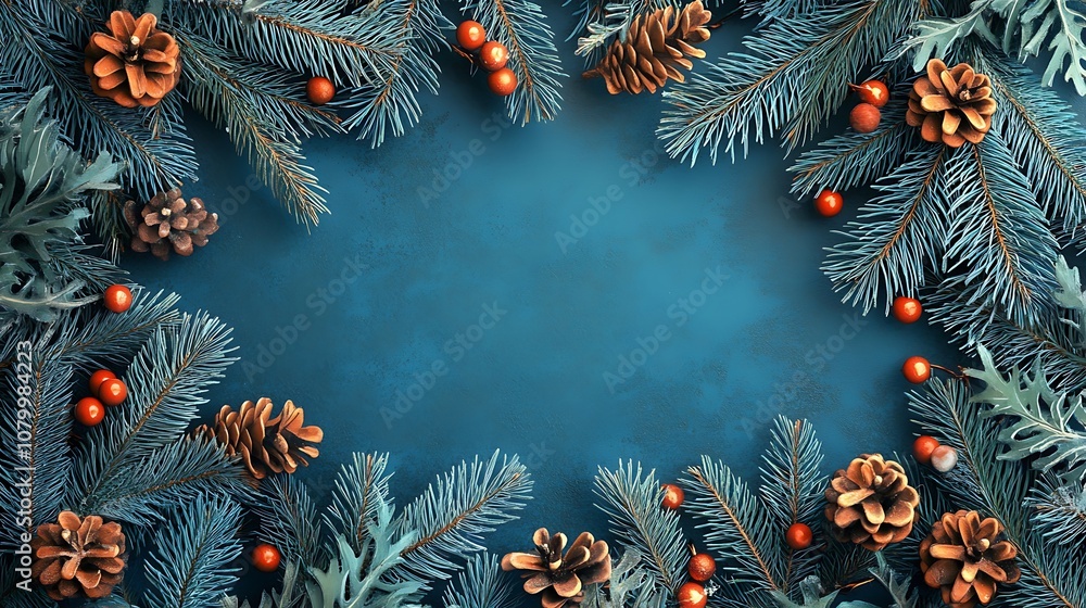 Christmas Decorations with Pine Branches and Golden Stars Christmas Decorations with Pine Branches and Golden Stars