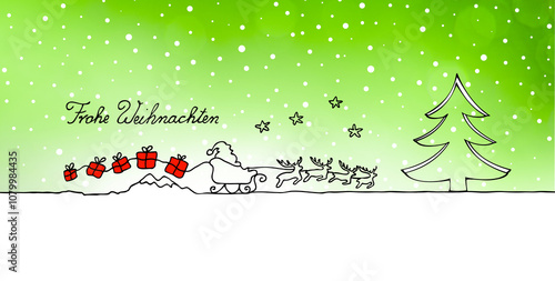 Weihnachtsmann mit Schlitten und Geschenke
