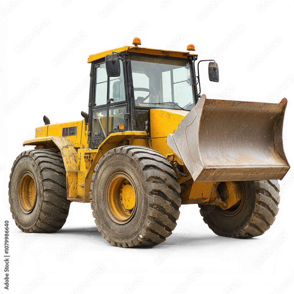 Fototapeta premium Front-end loader with a large bucket for moving material. isolated on transparent background