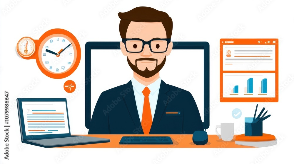 Professional Sales Consultant in a Virtual Meeting Setup Professional Sales Consultant in a Virtual Meeting Setup