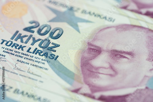 Turkish money macro detail shot (focus is specially adjusted) photo