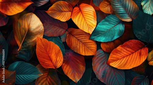 Wallpaper Mural Autumn Leaves in Vibrant Hues, A Colorful Display of Nature's Beauty Torontodigital.ca