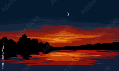 sunset over the lake