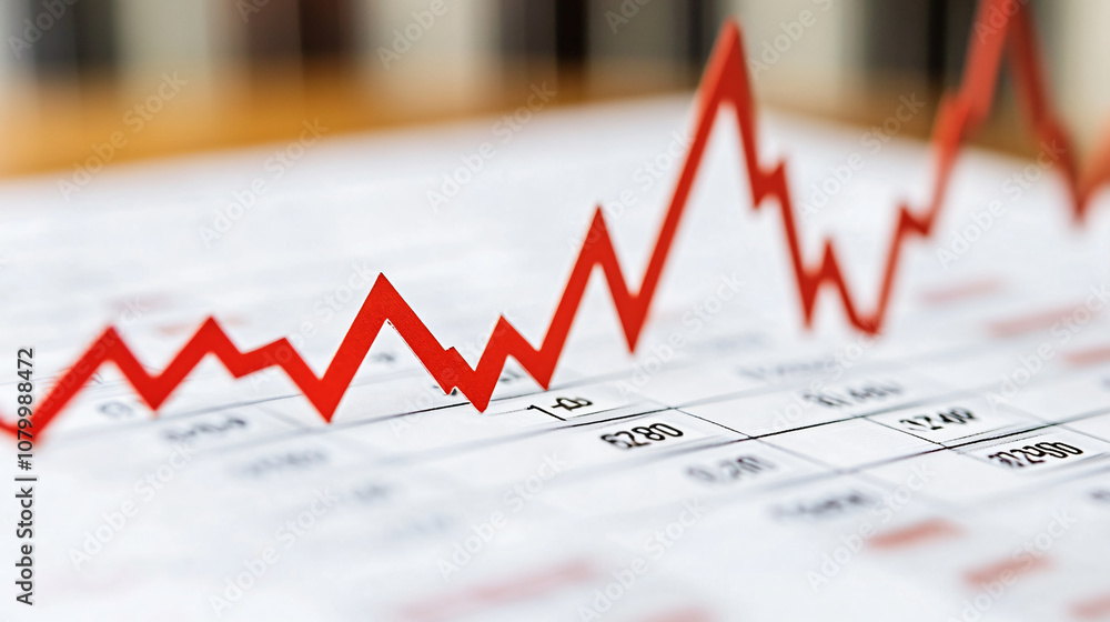Dynamic Red Line Graph Showing Rise and Fall Trends in Finance Document Data Visualization Dynamic Red Line Graph Showing Rise and Fall Trends in Finance Document Data Visualization