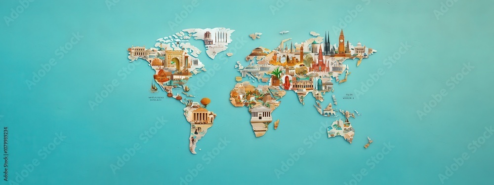 Fototapeta premium Map of world heritage sites to visit