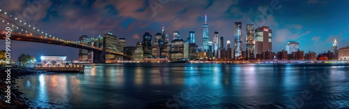 Nighttime Panorama of the Manhattan Skyline