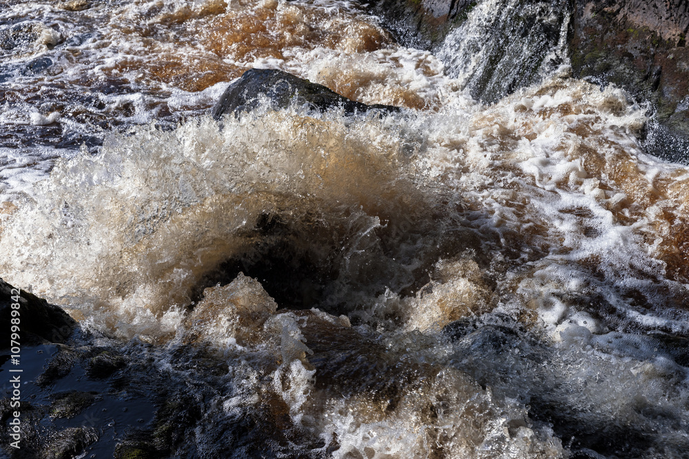 Εκτύπωση καμβά Waterfall of Ruskeala, natural photo with fast splashing stream