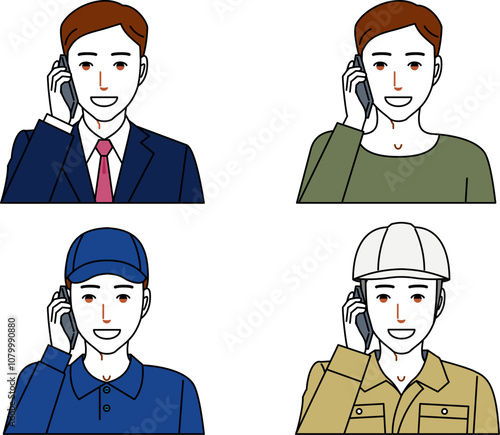 スマホで電話する若い男性2