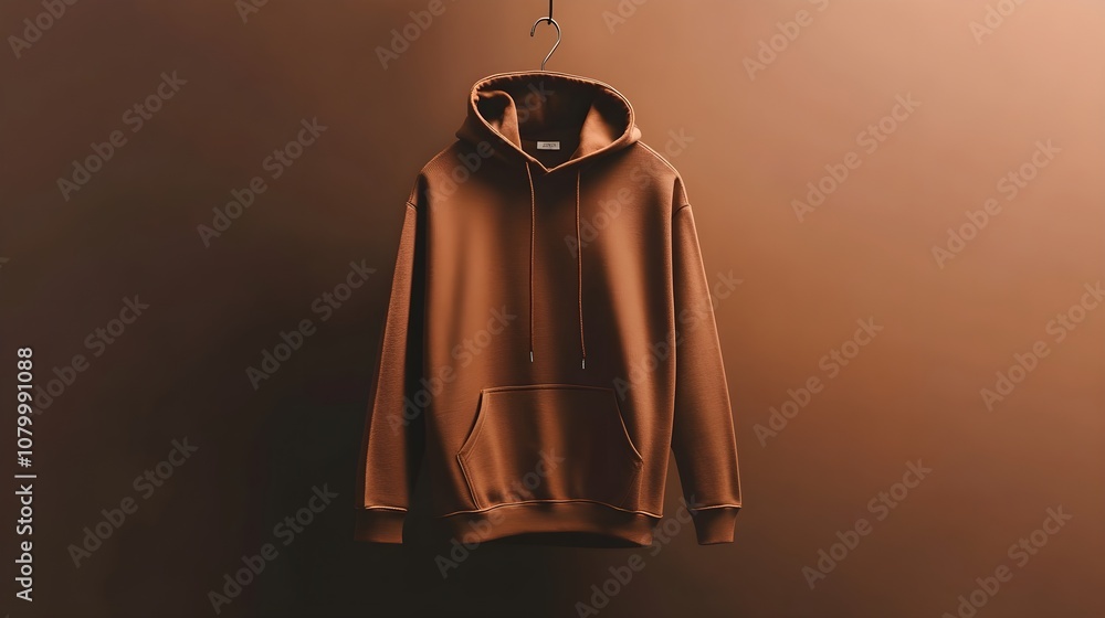 A plain hoodie hanging against a solid-colored background, with soft, even lighting to showcase designs on the front and hood. A plain hoodie hanging against a solid-colored background, with soft, even lighting to showcase designs on the front and hood.