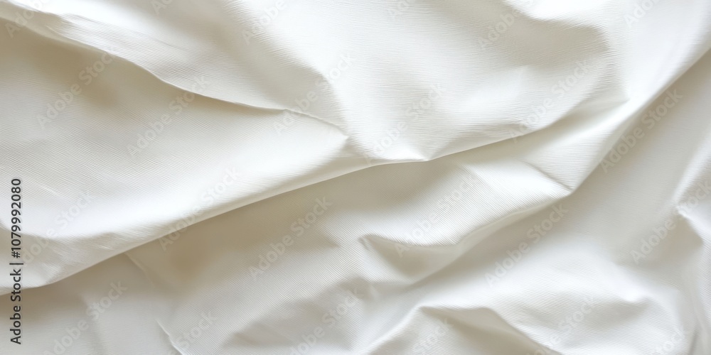 Obraz premium Close up of smooth, white fabric with soft wrinkles.