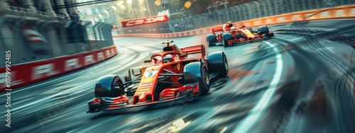 Formula One Race Car Action