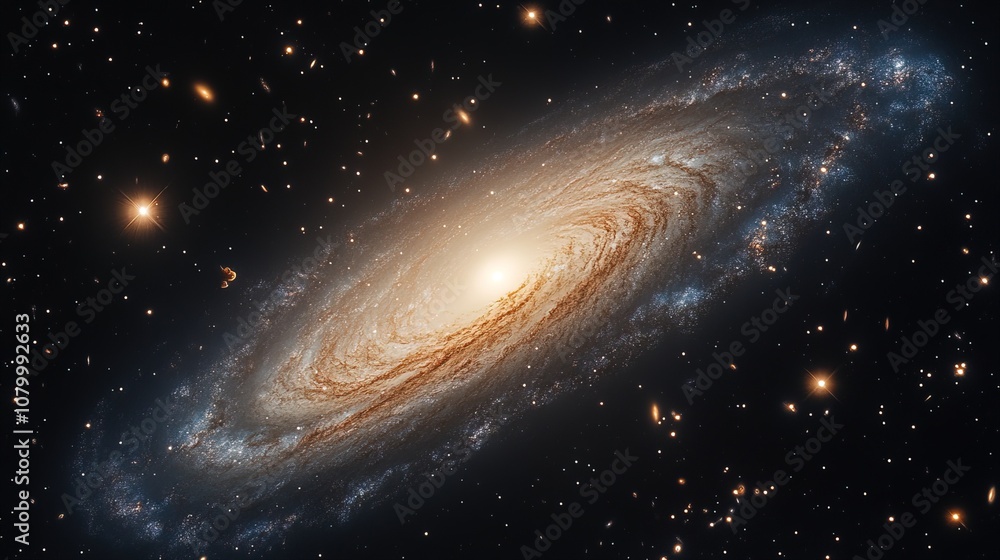 Fototapeta premium Cosmic Ballet: Majestic Spiral Galaxy in Stellar Dance 