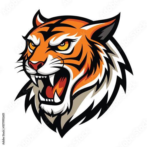 Wallpaper Mural Tiger Head Logo Vector Illustration Isolated On White Background Fierce Animal Graphic Design Art Torontodigital.ca