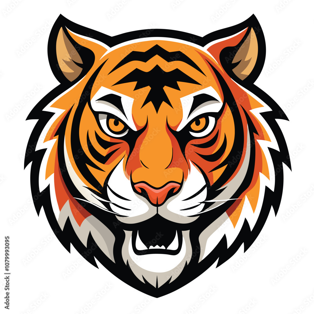 Tiger Head Logo Vector Illustration Isolated On White Background Fierce Animal Graphic Design Art Tiger Head Logo Vector Illustration Isolated On White Background Fierce Animal Graphic Design Art