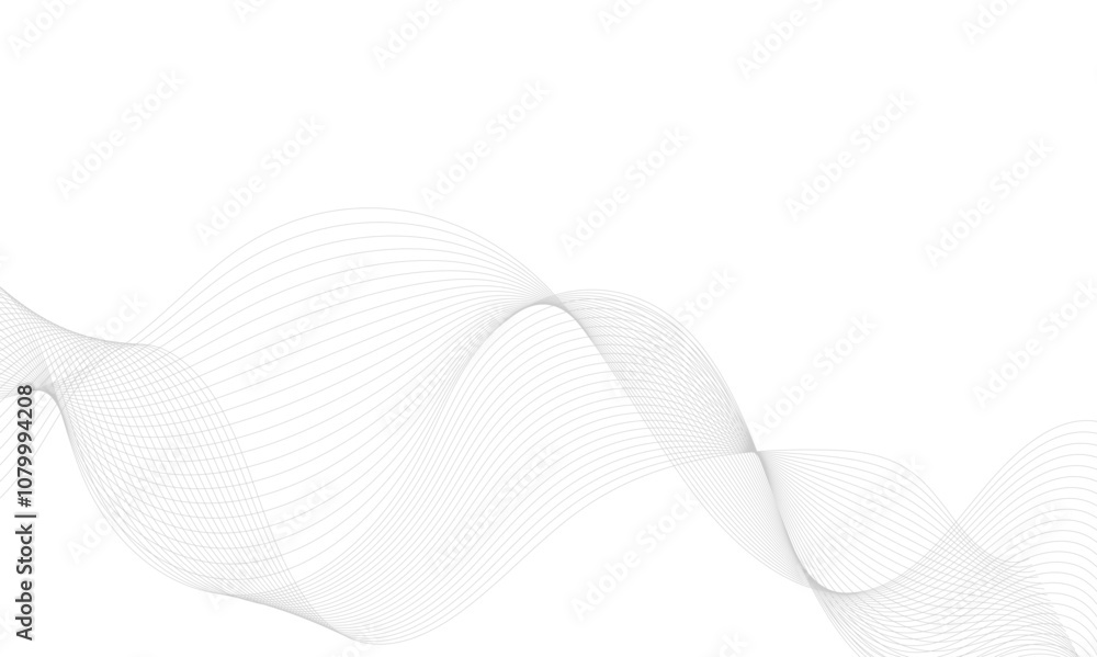 Fototapeta premium Technology and business gray and white wave lines on transparent background. Frequency sound wave, twisted curve lines with blend effect.