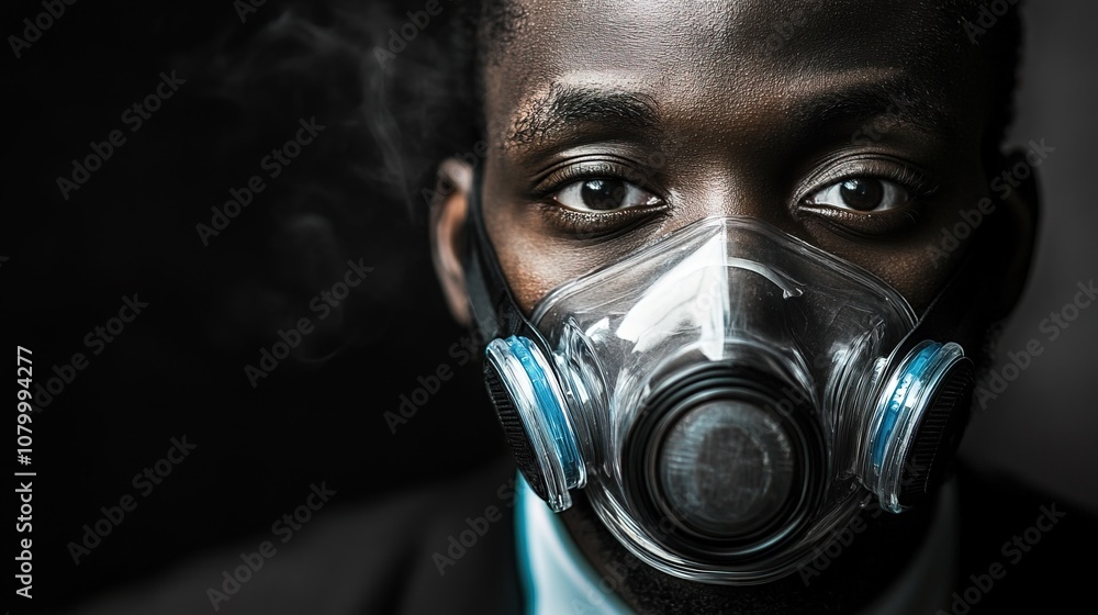 Elegant Black Man wearing an oxygen mask Elegant Black Man wearing an oxygen mask