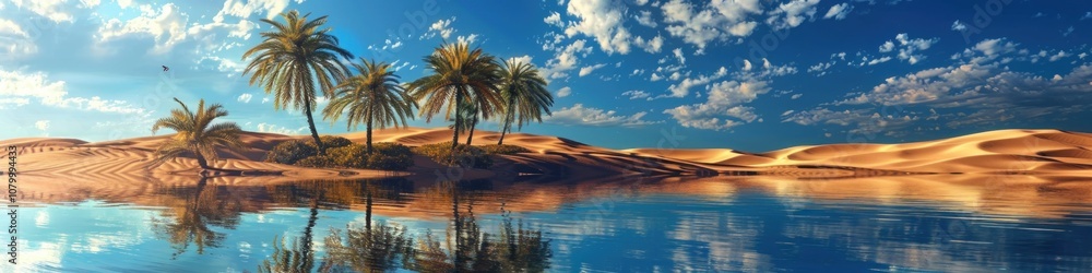 Fototapeta premium Oasis in the Desert: A Serene Escape
