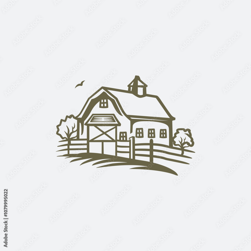Fototapeta premium Farmhouse logo icon design template flat vector