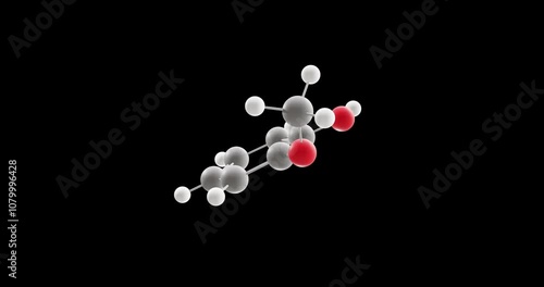 Guaiacol molecule, rotating 3D model of phenolic compound, looped video on a black background photo