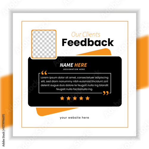 customer testimonial or client feedback design card with valuable rating star