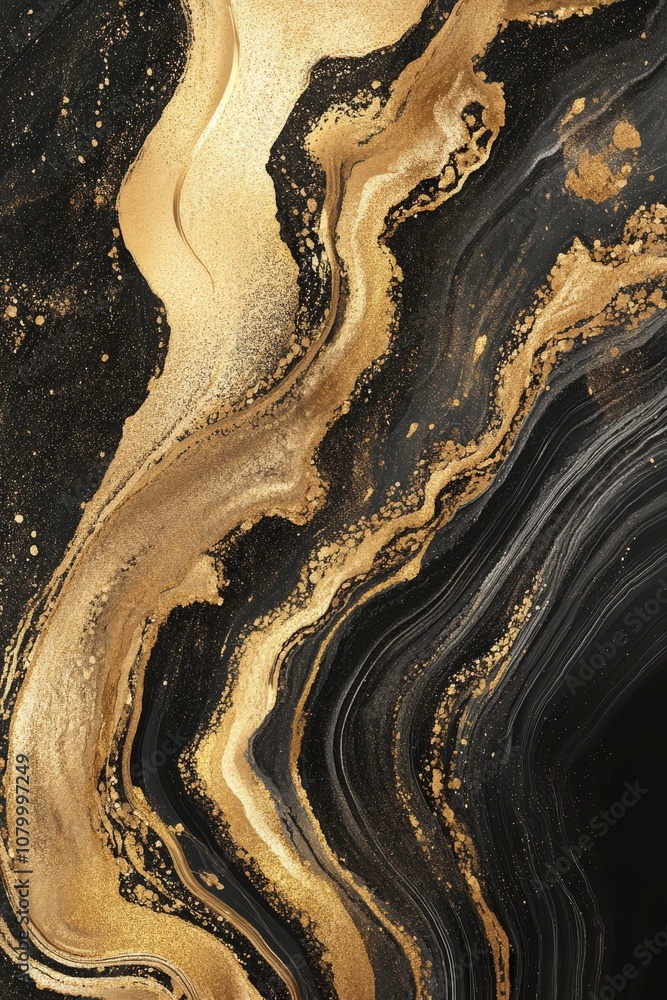 Luxurious Black and Gold Cracked Marble Texture with Kintsugi Inspired Design Luxurious Black and Gold Cracked Marble Texture with Kintsugi Inspired Design