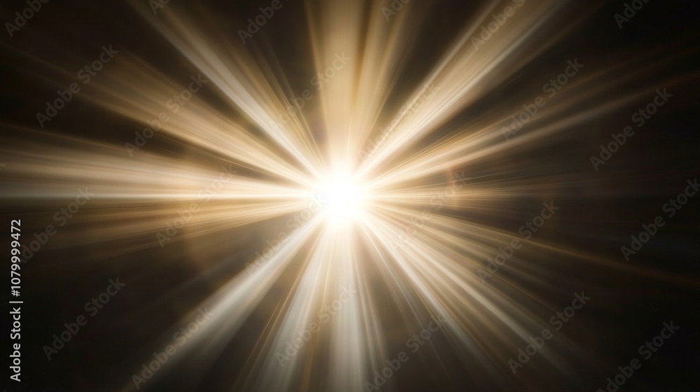 Radiant Starburst Light Burst on Black Background: Abstract and Dynamic Warm Yellow Glow with Energy. Radiant Starburst Light Burst on Black Background: Abstract and Dynamic Warm Yellow Glow with Energy.