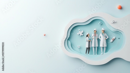 Minimalist illustration showcasing a doctor and nurse group in a standard medical setting for enhanced healthcare visuals photo