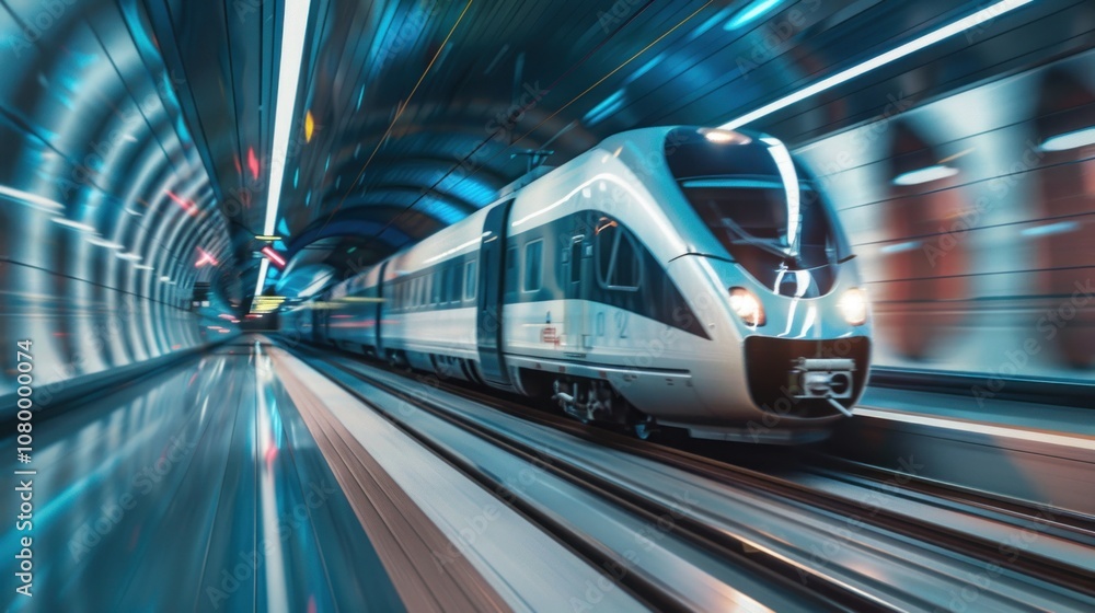 High-Speed Train Racing Through a Tunnel High-Speed Train Racing Through a Tunnel