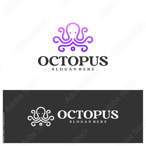 Octopus logo vector illustration. Simple Octopus logo design concept template