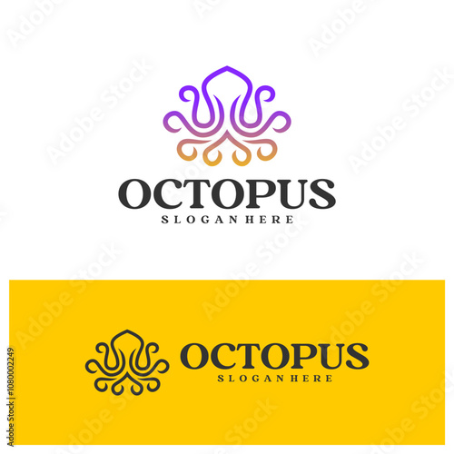 Octopus logo vector illustration. Simple Octopus logo design concept template photo