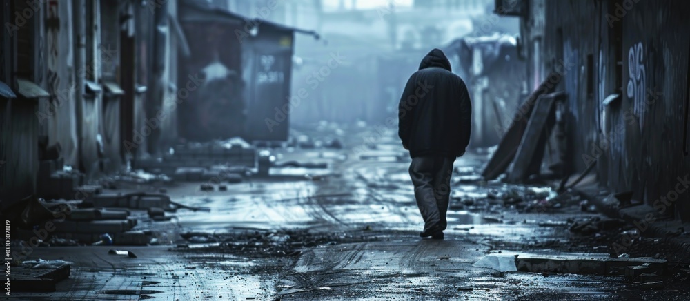 A Lonely Figure in a Desolate Alley A Lonely Figure in a Desolate Alley